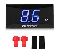 Voltímetro digital LED universal para motocicleta, medidor de voltaje de 12 V con retroiluminación LED, luz azul o roja para motocicleta, scooter, carreras, tamaño mini 5,8 x 3 x (Azul)