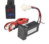 Voltímetro Digital para Automóvil | Medidor Digital de Temperatura del Motor - Portátil - Voltímetro Automotriz Confiable Para Coches Motos Camiones Caravanas Furgonetas Generadores Motos De Cross Cua