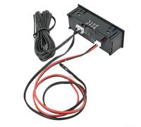 Voltímetro LED digital 3 en 1 que muestra voltaje más temperatura interior y exterior junto con reloj para coches, camiones y barcos que funcionan en CC de 5 a 27 voltios con pantalla brillante y