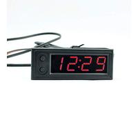 Voltímetro Reloj Termómetro 3 en 1 12V Coche Digital Impermeable Antigolpes DC 12V LED Pantalla Digital Voltímetro LED para Motocicleta Coche