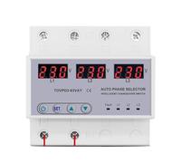 Voltímetro selector de fase de riel DIN trifásico 3P+N de 63 A, protección ajustable contra sobretensión y subtensión, relé protector, 1 unidad