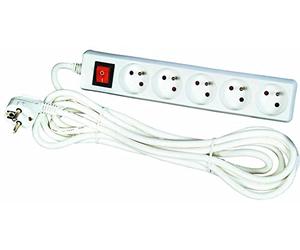 Voltman DIO013035 - Regleta de 5 enchufes (2P + T, cable de 1,5 m, incluye interruptor)