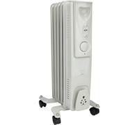 VOLTMAN, Radiador de aceite móvil de 1000 W, Termostato regulable, De 3 a 5 niveles de calefacción, Ruedas integradas, Silencioso, Ideal para salas de estar, Blanco