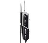 Voltmaster TVT 1 comprobador de tensión bipolar CAT III 600 V con pantalla LED para tensión continua y alterna (diseño compacto, manejo con una sola mano, rango de tensión 12-690 V AC/DC), negro/gris