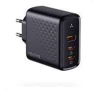 VOLTME USB C Cargador 100W, PD3.0 Cargador Rápido GAN III Compacto de 3 Puertos con Indicador de Carga Negro Compatible con iPad Pro, MacBook Air, Samsung S24, Huawei, DELL XPS, iPhone 16, etc