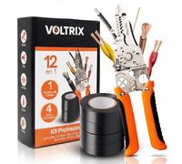 VOLTRIX | Alicates Pelacables Electricista 12 en 1 - Pela Cables de Electricidad - Pelador de Cables + 4 Cintas Aislantes - Acero Inoxidable - Kit Herramientas Electricista