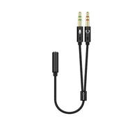 VoltShine Adaptador de audio Jack 3.5mm 4 pines a 3 pines, cable de 25 cm, color negro, ideal para conectar dispositivos de audio.