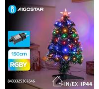 VoltShine Árbol de Navidad de fibra óptica RGB, 150 cm, bajo consumo energético, ideal para decorar y alegrar espacios navideños.