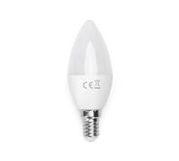 VoltShine Bombilla LED C37 E14 10W 3000K, alta eficiencia energética, luz cálida, ideal para decoración y espacios íntimos.
