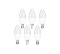 VoltShine Bombilla LED de cera plástica 4.5W, luz blanca 6500K, E14, pack de 6, ideal para iluminación decorativa y ambiental en interiores.