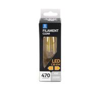 VoltShine Bombilla LED de filamento C35 E14 4W, luz cálida nergética, ideal para iluminación decorativa y ambiente acogedor.