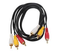 VoltShine Cable de audio 3RCA a 3RCA, 1,5 m, color negro, ideal para conectar dispositivos de audio y video, garantizando transmisión de sonido nítida.