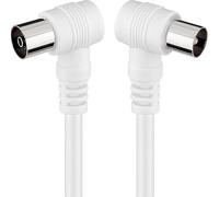 VoltShine Cable de TV 10 m, ángulo recto, color blanco, ideal para conectar dispositivos y optimizar el espacio en instalaciones audiovisuales.