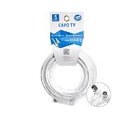 VoltShine Cable de TV blanco de 10 m con conector de ángulo recto, ideal para conexiones en espacios reducidos.