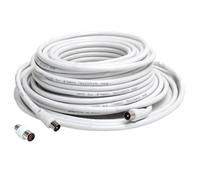 VoltShine Cable de TV RG6U 20m con conectores macho a macho y accesorios, ideal para conexión de antenas y transmisión de señal de video.