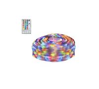 VoltShine Cadena de luces LED a pilas 4AA - Cable de cuero recto - RGB - 0.3M + 10M - 100 LEDs - 10CM - Cable transparente - Control remoto 32 teclas - IP44.