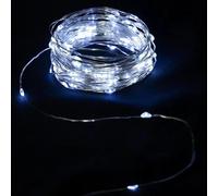 VoltShine Cadena de luces LED de alambre de cobre, 15 m, batería 3AA, blanco frío; ideal para decorar interiores y exteriores, crea ambientes acogedores.