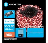 VoltShine Cadenas de luces LED de bajo voltaje, 300 LEDs, 15m + 3m, 5cm/LED, iluminación verde y negra, 8 parpadeos, temporizador, IP44, decorativas.