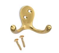 VoltShine Colgador Doble de latón Satinado, diseño clásico, Ideal para Colgar Prendas y Accesorios en hogares y establecimientos comerciales.