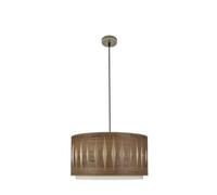 VoltShine Colgante 1xE27 en cuero y madera oscura, 40x40 cm; ideal para iluminación decorativa y ambientación en espacios modernos.