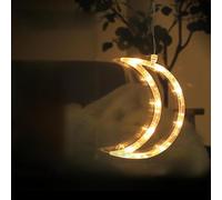 VoltShine Colgante a pilas blanco cálido con ventosa en forma de luna, ideal para decorar espacios y crear ambientes acogedores.