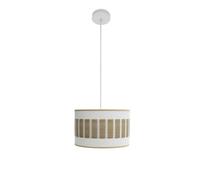 VoltShine Colgante - lámpara colgante de 1 bombilla E27, color blanco y madera clara, medidas 30x30 cm, diseño moderno y elegante