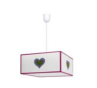 VoltShine Colgante - lámpara colgante de 1 foco E27, diseño blanco y rosa, medidas 35x35 cm, ideal para decorar espacios modernos
