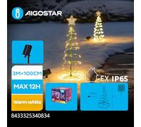 VoltShine Cono iluminado de Navidad, 3m + 1m, en cálido blanco. Perfecto para embellecer tu hogar y dar un toque mágico y festivo a la decoración navideña, con energía solar.