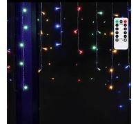 VoltShine Cortina de luces LED RGBY de bajo voltaje, 100 LEDs, 3m+1.5m*1m, ideal para decorar fiestas y ambientes con luces de cadena creativas.