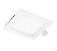 VoltShine Downlight LED 9W 3000K, corte 105mm, cuadrado, montado en superficie; ideal para iluminación ambiental y decorativa en espacios cerrados.