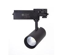VoltShine Foco LED de carril negro 30W, 4 hilos; ideal para iluminación decorativa y comercial en espacios interiores.