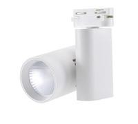VoltShine Foco LED monofásico 40W para carril, luz cálida 3000K, ideal para iluminación de espacios comerciales y residenciales.