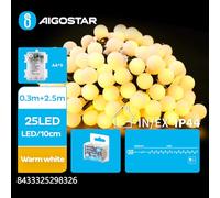 VoltShine Guirnalda de luces de bombillas blanco cálido, 2,5 m, alimentada por pilas 3AA, ideal para decorar eventos y crear ambiente acogedor.
