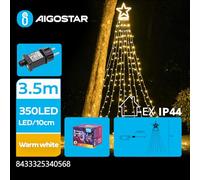 VoltShine Guirnalda de luces en cascada, bajo voltaje, 5m+3.5m, color blanco cálido; ideal para decoraciones festivas y ambientes acogedores.