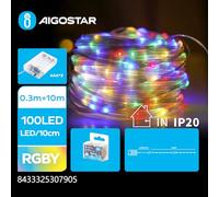 VoltShine Guirnalda de luces LED a pilas 3AA, 10m, PVC y cobre, RGBY - Ideal para decoraciones festivas y ambientaciones creativas.