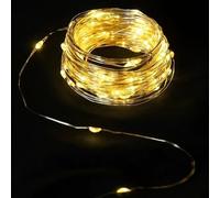 VoltShine Guirnalda de luces LED de alambre de cobre, batería 3AA, 5 m, blanco cálido - ideal para decorar fiestas y crear ambientes acogedores.