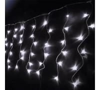 VoltShine Guirnalda de luces LED empotradas tipo carámbano, batería 3AA, blanco frío, 10m x 0.4m, ideal para decoraciones y ambientes festivos.