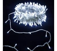 VoltShine Guirnalda de luces LED planas 15m, blanco frío, alimentada por pilas 3AA, ideal para decoración en interiores y exteriores.