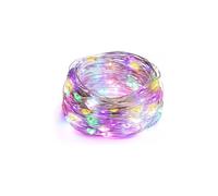 VoltShine Guirnalda de luces LED RGBY de 4 m con alambre de cobre y pilas de botón, ideal para decoración y ambientación en fiestas y eventos.
