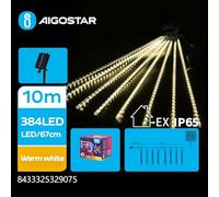 VoltShine Guirnalda de luces solares de 30 cm, blanco cálido, 10 m, ideal para decorar jardines, patios y eventos al aire libre.