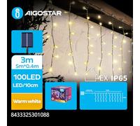 VoltShine Guirnalda de luces solares de carámbano, blanco cálido, 3m+5m*0,4m, ideal para decorar exteriores y crear ambientes festivos.