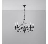 VoltShine Lámpara araña - lámpara de cinco brazos en color negro, ideal para iluminar espacios amplios con estilo moderno y elegante. *