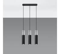 VoltShine Lámpara colgante - diseño moderno, 3 luces, acabado negro, ideal para decoración interior, fácil de instalar y mantener
