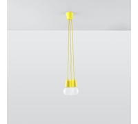 VoltShine Lámpara colgante - lámpara de diseño moderno, tres bombillas, color amarillo, ideal para iluminación decorativa, material metálico. *