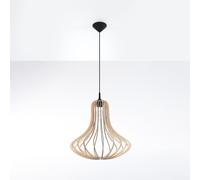 VoltShine Lámpara colgante - lámpara de luz cálida, estructura de madera, diseño moderno, ideal para comedor o sala, fácil instalación