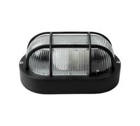 VoltShine Lámpara de aplique oval negro IP54 con portalámparas E27 y máxima potencia de 40W, ideal para iluminación exterior y decorativa.