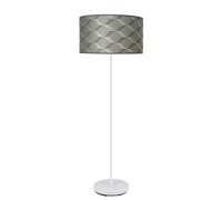 VoltShine Lámpara de pie de diseño moderno, casquillo E27, dimensiones 163x40x40 cm, color blanco con detalles en gris, ideal para iluminar y decorar espacios.