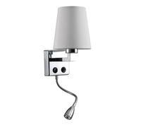 VoltShine Lámpara LED - 3W, 4000K, 285 lm, dimensiones 37x14x17 cm, acabado cromo y pantalla blanca, con doble encendido