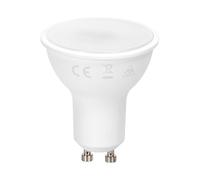 VoltShine LED GU10 4W 6500K, luz blanca fría, bajo consumo, ideal para iluminación interior y resaltar espacios.