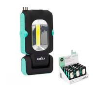 VoltShine Linterna de trabajo LED con COB, imán telescópico, 200 Lm, dimensiones 2x12x16 cm, base articulable e imantada, incluye pilas; ideal para iluminación en tareas manuales.